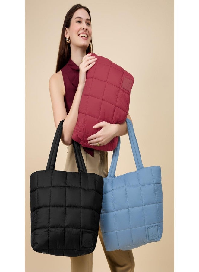 Genie PlushTote Bag For Girls|13 Inch-15 Litres With One Compartment, Laptop Sleeve And Organizer |Best For Laptop, Makeup, Journal, Cables & College/Work - Black - Image 2
